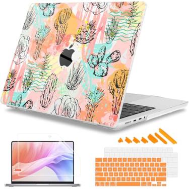 Imagem de Mektron Capa para laptop M4 MacBook Pro 14 polegadas 2024 A3112 A3401 A3185 serve para 2023/2021 M3 A2918 A2992 M2 A2779 M1 A2442 Pro/Max, capa rígida de plástico impresso, suculentas abstratas