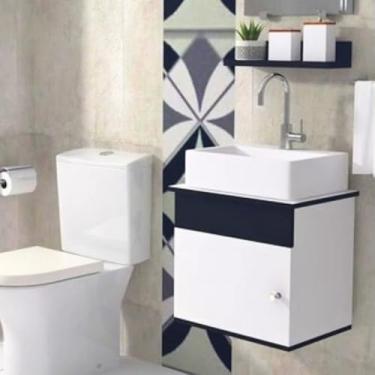 Imagem de Gabinete de Banheiro C/Espelho 44cm Preto - Brovália