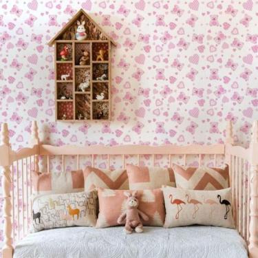 Imagem de Papel De Parede Infantil Ursinho Menina
