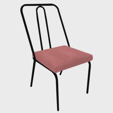 Imagem de Cadeira de Jantar Drika Office Escritório Recepção Ferro Preto Suede Rose Gold - Ahz Móveis