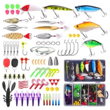Imagem de Kit de iscas de pesca com caixa de equipamento, 88 peças, iscas artificiais multicoloridas, ganchos, chumbadas e acessórios