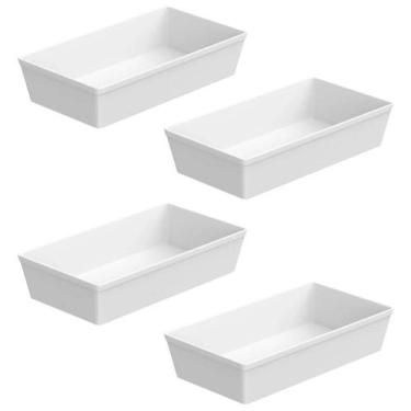 Imagem de Jogo 4 Travessas 32x17x7cm Fundas Brancas Forma GN 1/3 Coza Plásticas 