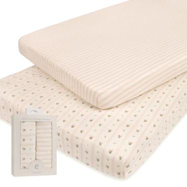 Imagem de Ely's & Co. Ely'S & Co. Pack And Play Sheets, Para Mini Berço/Berço Portátil, Conjunto De 2 Lençóis Para Cercadinho Ajustável Compatível Com Graco Pack N Play, Para Meninas, 100% Algodão, Floral Lin