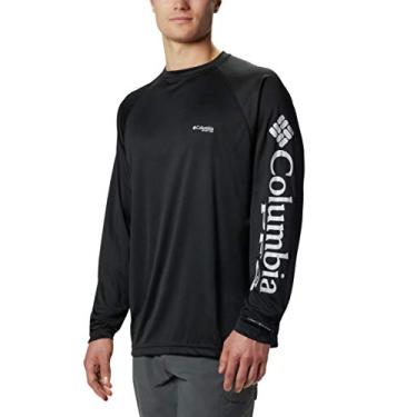 Imagem de Columbia Camisa masculina de manga comprida Terminal Tackle, Black/Cool Grey Logo, XX-Large Tall