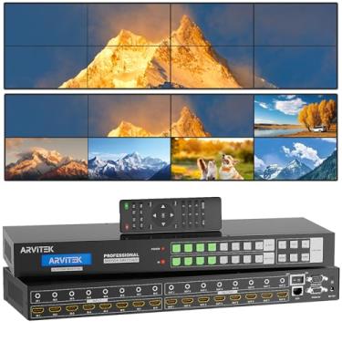 Imagem de Interruptor matriz HDMI 8 x 8 com interface Web GUI, controlador de parede de vídeo HDMI Arvitek 4K e multivisor sem costura com controle remoto infravermelho, suporta saída de áudio de 3,5 mm, modo