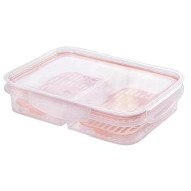 Imagem de Pote Porta frios hermético Trava Mais 2 divisórias e escorredor (Salmão)