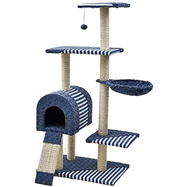 Imagem de BAoce Poste arranhador de árvore de gato moldura de torre de gato grande madeira maciça brinquedo gato árvore de gato descanso de escalada confortável calha de dormir LPZ24815