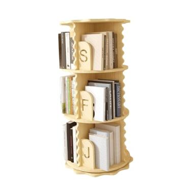 Imagem de AKALNNB Estante rotativa de 6 camadas, suporte de CD giratório de madeira de 360°, estante giratória no chão, fácil de montar para sala de estar, sala de estudo, escritório