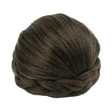 Imagem de IMISSU Capa de cabelo de dançarina de chignon trançado tamanho pequeno apliques de cabelo scrunchies coque peruca updo (M3 Castanho Misto)