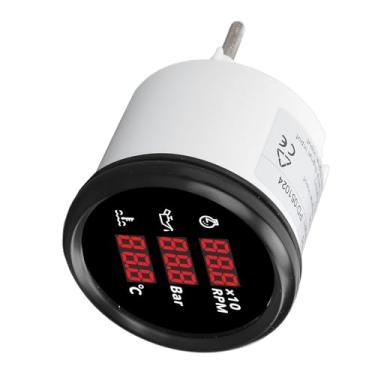 Imagem de Medidor Digital de Pressão de óleo, Temperatura água, Rpm Com Luz de Fundo, Display LED 3 Em 1 para Motocicleta, Barco, Iate, Caminhão, Rv (810‑00325 Mostrador preto com