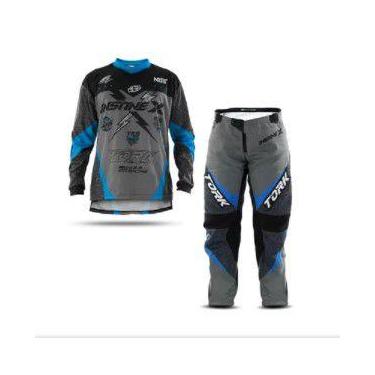 Imagem de Kit Trilha Cross Calça Camisa Pro Tork Insane X Azul Tam. 42 - M, Azul