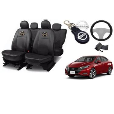 Imagem de Kit Upgrade Capas Couro Nissan Versa 2021-2024 + Volante + Chaveiro - 