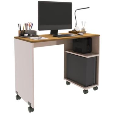 Imagem de Escrivaninha Beauty Mesa Computador Notebook Nicho Para Gabinete E Rodízios(Off Freijó)
