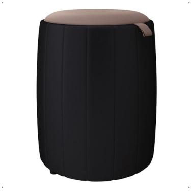 Imagem de Puff Esther Moderno em Suede/Corino Decoração Banqueta Macio Design Elegante (PRETO)