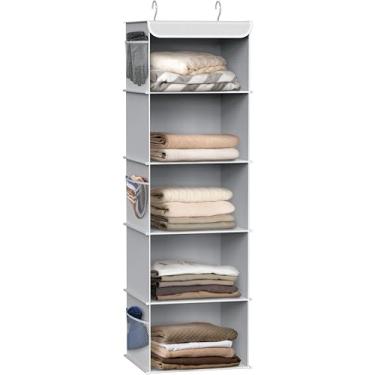 Imagem de Simple Houseware Organizador de armário para pendurar com 5 prateleiras, Cinza, 1