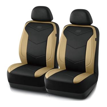 Imagem de Skechers Capas de assento de espuma de memória, capas de assento de carro de couro, máximo conforto e suporte, capas de assento dianteiras compatíveis com airbag, universal automotivo adequado para