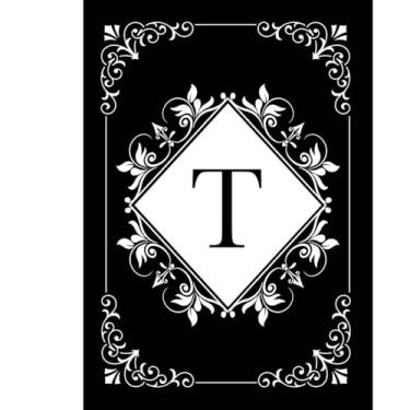 Imagem de Briarwood Lane Monograma preto e branco T bandeira de jardim dupla face