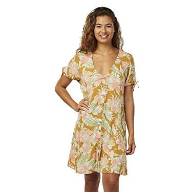 Imagem de Rip Curl Vestido feminino Always Summer com botões, Dourado, P