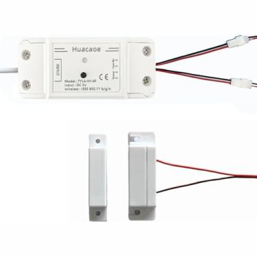 Imagem de Fácil instalação, Huacaoe Tuya Smart WiFi 5V controle abridor de porta de garagem monitor aberto e fechado, aplicativo sem fio, sensor magnético de porta de controle remoto, compatível com Alexa Echo