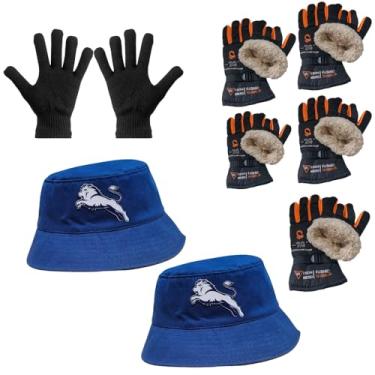 Imagem de Luva Básica, Luva de Moto Forrada, Chapeu Bucket (1 Luva Preta + 5 Luva de Moto Laranja + 2 Chapeu Azul)