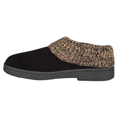 Imagem de Clarks Pantufas femininas de camurça com gola tricotada e couro – Forro de pele sintética de pelúcia, Preto, 8