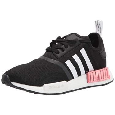 Imagem de adidas Originals Tênis infantil unissex NMD_r1, Preto/branco/rosa nebuloso, 8