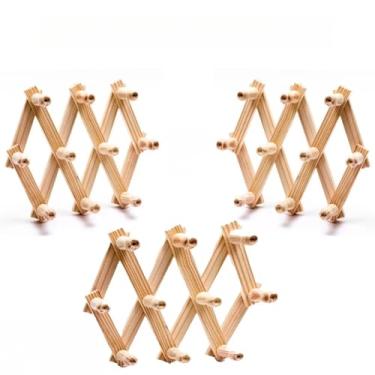 Imagem de Kit 3 Cabideiro Sanfonado 10 Ganchos de Madeira Reforçado