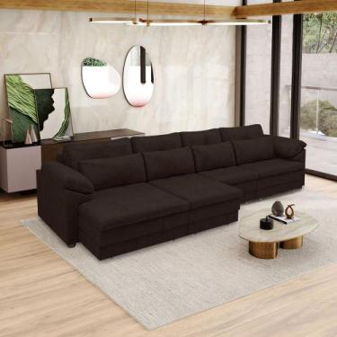 Imagem de Sofá Retrátil Manual Sala de Estar Nolan Bipartido 379cm Conforto Prem