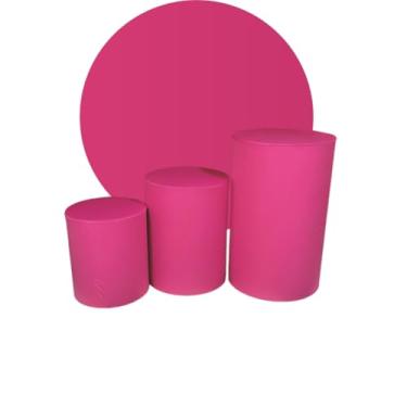 Imagem de Kit Capa Trio de Cilindro + Painel 1,50m Decoração Festa(ROSA CHICLETE)