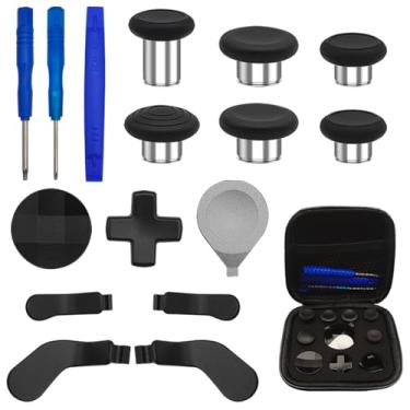 Imagem de lyfLux Kit De Acessórios Reposição Para Joysticks Metal 17 Em 1 Compatível Com Controle Xbox One Elite Series 2, Vermelho, 6 Troca, D-Pads, 3 Chaves Fenda, 4 Pás, Ferramenta E Bolsa