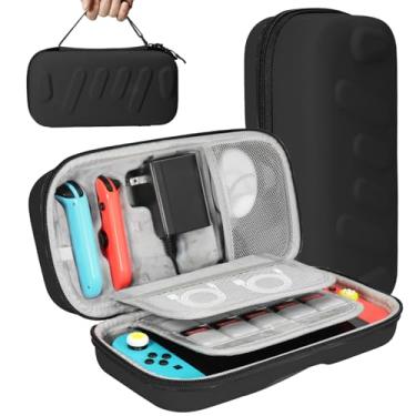 Imagem de bibuks Estojo De Transporte Para Switch Compatível Com Nintendo E Oled, Viagem Portátil, Bolsa Protetora Rígida Bolsos Acessórios Jogos (Preto, Grande)
