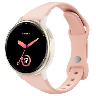 Imagem de Laband Pulseira de relógio fina de silicone de 20 mm compatível com Garmin Vivoactive 6/5/3/3 Music/Forerunner 570 42 mm/165/55/645/245, pulseira de substituição esportiva estreita fina e macia para