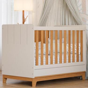 Imagem de Berço Americano Mini Cama 2 em 1 Estilo Retrô 100% MDF - Faura, Off Wh