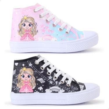 Imagem de Kit Combo 2 Pares Tênis Infantil Princesa Feminino Botinha 76 - LUKYS 
