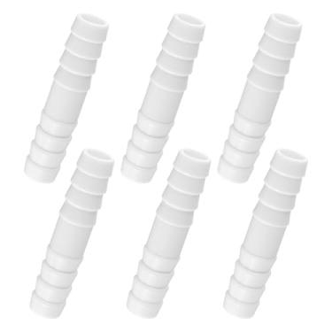 Imagem de 6 peças de encaixe de mangueira de plástico, conectores de tubo de 1/5.1 cm x 1/5.1 cm adaptador de emenda farpado de plástico branco para aquário adaptadores domésticos combustível gás líquido ar