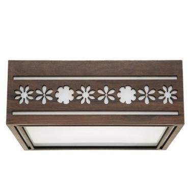 Imagem de Luminária Decorativa Madeira Plafon Porto Belo Quad 20Cm - Creatus Lus