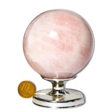 Imagem de 01 Esfera Quartzo Rosa Natural 500 a 600g 7 a 8cm Classe B - Cristaisd