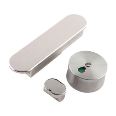 Imagem de Wswqop Fechadura de porta divisória de banheiro, indicador de ocupação, fechaduras de privacidade para locais públicos, Prateado