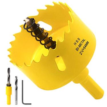 Imagem de Serra furo Acekit de 6,35 cm com 3/8 Arbor HSS Bi-Metal Orifício Lâmina e inclinação de dentes variável para madeira, placa de plástico, tubo, madeira compensada e folha de metal macio (54 mm)