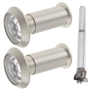 Imagem de HOJLKLD Olho mágico do visualizador de porta, furos de latão sólido de 200 graus com broca de 16 mm para portas de 3,5 a 6,5 cm, tubo de 5/8 polegadas de diâmetro antiespiar sem tampa (níquel