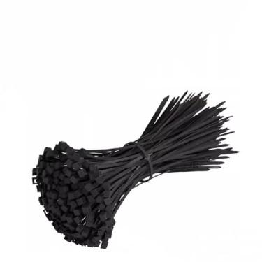 Imagem de 500/1000 peças/saco abraçadeira de plástico autotravante de nylon, preta, com zíper, conjunto de abraçadeiras de nylon, anel de fixação, enrolador de fios, preta, 1,8x100 (1000 peças)