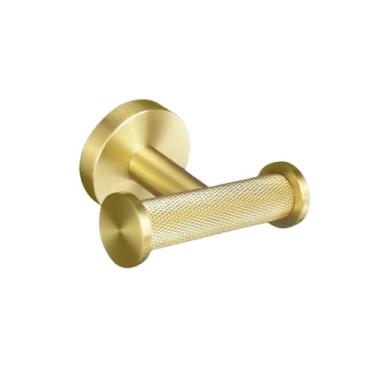 Imagem de Acessórios de banheiro em ouro escovado, porta-toalhas, porta-copos, porta-toalhas, porta-papel, porta-escova de vaso sanitário, gancho para casaco (gancho duplo para roupão)