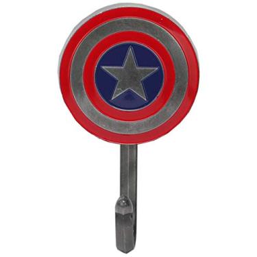 Imagem de Open Road Brands Gancho de parede de ferro fundido Marvel Captain America Shield – Gancho de parede do Capitão América para casacos, jaquetas, chaves e mais