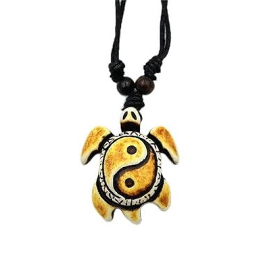 Imagem de Colar com pingente de tartaruga havaiana para homens e mulheres, feito à mão, corda ajustável, colar com pingente de tartarugas marinhas artificiais, tartarugas animais havaianas, tartarugas da sorte,