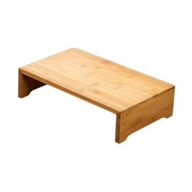 Imagem de ＫＬＫＣＭＳ Banco baixo de madeira, portátil, versátil, economizador de espaço, elegante, pequeno, pufe, apoio para os pés, para casa, sala de estar, escritório, Madeira