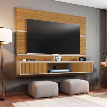 Imagem de Painel Âmbar TV até 65 Polegadas Cinamomo Off White 3D Ripado Bechara