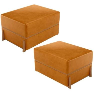Imagem de Kit 02 Puffs Decorativo Retangular Para Sala de Estar Domus L02 materi
