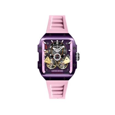 Imagem de Nubeo Relógio masculino Space Maven automático de 44 mm edição limitada com pulseira de silicone NB-6077, Roxo intenso, Maven Automatic Limited Edition