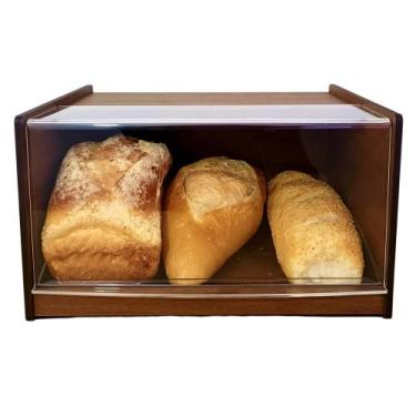 Imagem de Porta pães com tampa articulada acrílico bandeja para parte interna Po