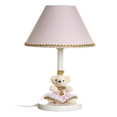 Imagem de Abajur De Madeira Ursinha Princesa Quarto Bebê Infantil - Potinho de m